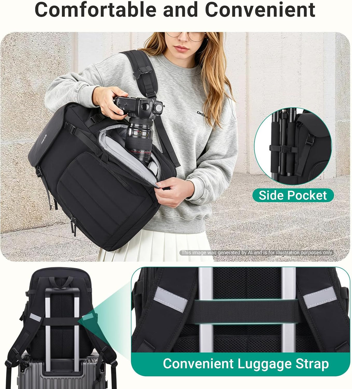 MOSISO Camera Backpack for DSLR, SLR & Mirrorless — Shockproof Padded Photography Bag with Tripod Mount, Anti-Theft Pocket & Modular Inserts