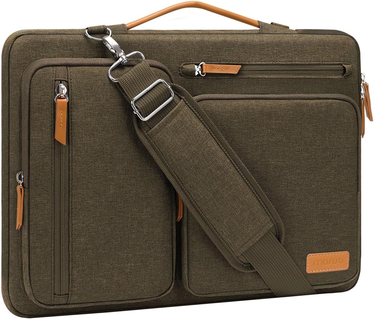 MOSISO 360 Protective Laptop Shoulder Bag 13-17.3 inch, 13 13.3 14 15 16 17.3 inch Computer Bags Compatible with MacBook Pro 16 inch, HP, Dell, Lenovo, Asus Notebook,Side Open Messenger Bag with 4 Zipper Pocket