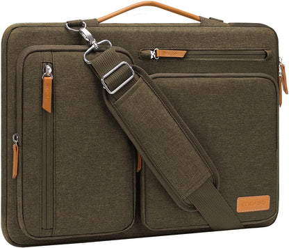 MOSISO 360 Protective Laptop Shoulder Bag 13-17.3 inch, 13 13.3 14 15 16 17.3 inch Computer Bags Compatible with MacBook Pro 16 inch, HP, Dell, Lenovo, Asus Notebook,Side Open Messenger Bag with 4 Zipper Pocket