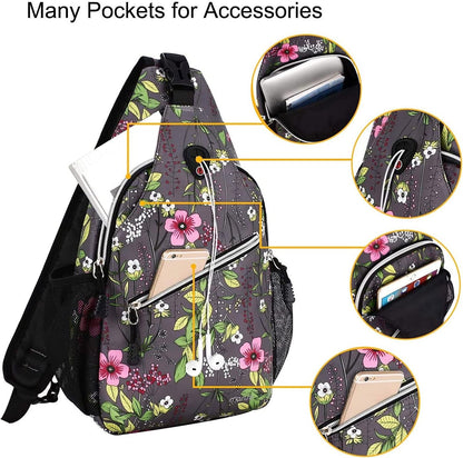 MOSISO Sling Backpack,Travel Hiking Daypack Periwinkle Crossbody Shoulder Bag, Gray