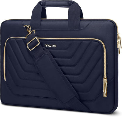 MOSISO Laptop Shoulder Bag,Computer Bag,Messenger Briefcase with Front Inverted Trapezoid Quilted Pocket iMosiso
