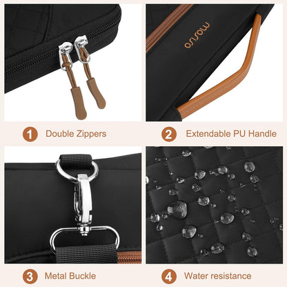 MOSISO 360‑Edge Reinforced Laptop Shoulder Bag,15‑16‑Inch,Removable‑Strap,Front‑Pockets & Rear Trolley‑Sleeve
