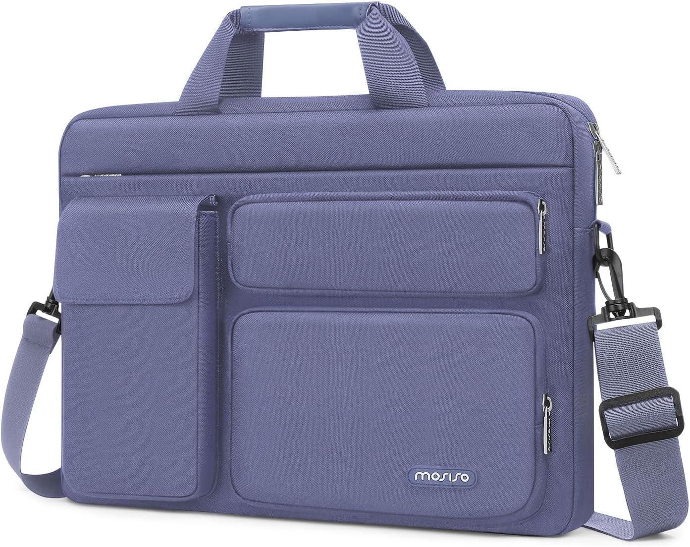 MOSISO Laptop Shoulder Bag 13-17.3 inch, 13/13.3/14/16/17.3 inch Computer Bag Compatible with MacBook Air/Pro 13 / Pro 14, HP Dell ASUS Lenovo with 2 Raised&1 Flapover&1 Horizontal Pocket&Handle&Belt