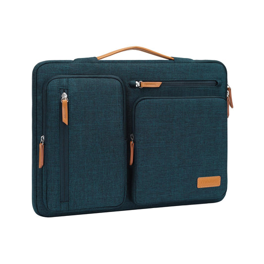 MOSISO 360 Shockproof Polyester Laptop Sleeve 13-17.3 Inch, Side Open Design with 4 Zipper Pockets & Tuckable Handle, Built-in Trolley Strap, Fits MacBook Air 15 M2/M3/M4 & Dell XPS, Compatible with 2026 MacBook Neo, Dozens of Colors Available
