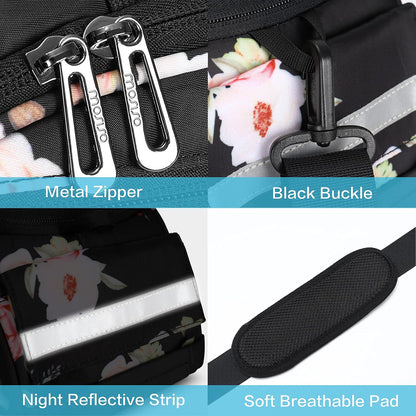 MOSISO Bike Rack Bag, Peony Waterproof Bicycle Trunk Pannier Rear Seat Pouch Cycling Bike Carrier Backseat Storage Luggage Saddle Shoulder Bag