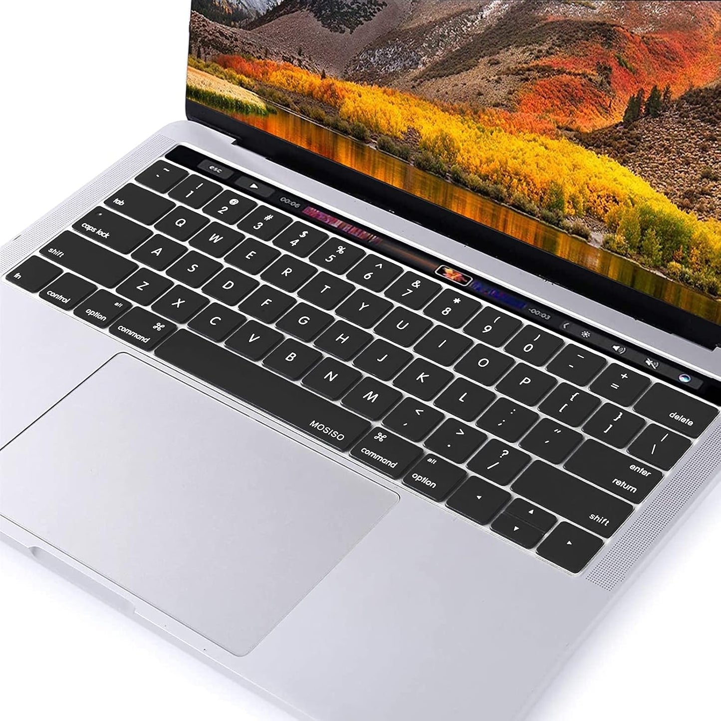MOSISO Keyboard Cover Compatible with MacBook Pro with Touch Bar 13 and 15 inch 2019 2018 2017 2016 (Model: A2159, A1989, A1990, A1706, A1707), Silicone Skin Protector, Black