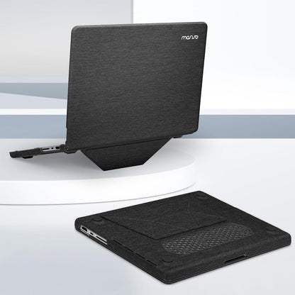 MOSISO Compatible with MacBook Pro 14 inch Case M5 2026 M4 M3 M2 M1 2025-2021 A3427 A3426 A3434 A3112 A3185 A3401 A2918 A2992 A2779 A2442, Knit Fabric Coated Hard Case with Fold Kickstand, Black