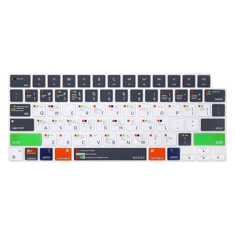 MOSISO Keyboard Cover Compatible with MacBook Air 15 inch M3 A3114 M2 A2941/Air 13.6 A3113 A2681/Pro 14/16 M4 M3 M2 M1, Mac OS X Shortcut, Gray