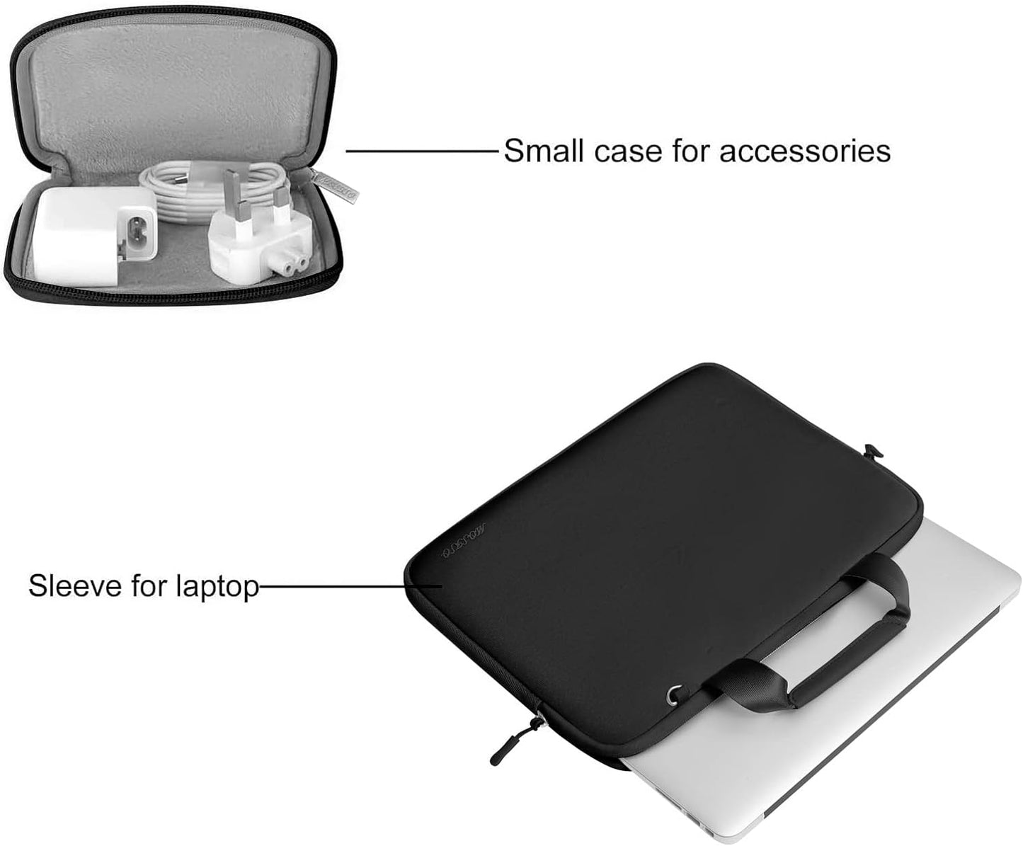 MOSISO Laptop Sleeve Compatible with MacBook Air/Pro, 13-13.3 inch Notebook, Compatible with MacBook Pro 14 inch 2023-2021 A2779 M2 A2442 M1, Neoprene Briefcase Bag with Detachable Small Case, Black iMosiso