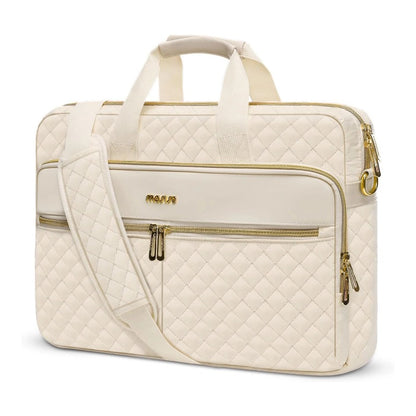 MOSISO 13-17.3 inch Laptop Bag, Laptop Briefcase Messenger | Compatible with MacBook, Square Quilted Computer Bag Work Office Business with 3 Pockets&Strap