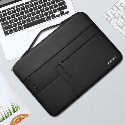 MOSISO 360 Protective Laptop Sleeve Compatible with MacBook Air/Pro, 13-13.3 inch Notebook, Compatible with MacBook Pro 14 inch M3 M2 M1 Chip 2023-2021 with Belt&3 Horizontal Parallel Pockets, Black iMosiso