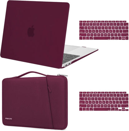 MOSISO Compatible with MacBook Air 13 inch Case 2022 2021 2020 2019 2018 Release A2337 M1 A2179 A1932 Retina Display Touch ID, Plastic Hard Shell&360 Protective Sleeve Bag&Keyboard Skin, Marsala Red iMosiso