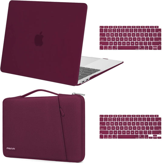 MOSISO Compatible with MacBook Air 13 inch Case 2022 2021 2020 2019 2018 Release A2337 M1 A2179 A1932 Retina Display Touch ID, Plastic Hard Shell&360 Protective Sleeve Bag&Keyboard Skin, Marsala Red iMosiso