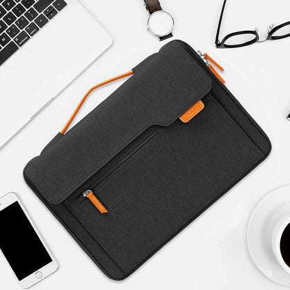MOSISO 360 Protective Laptop Sleeve Compatible with MacBook Air/Pro, 13-13.3 inch Notebook, Compatible with MacBook Pro 14 inch M3 M2 M1, Flapover Bag with Fully Open Zipper&Handle&Pockets, Black iMosiso