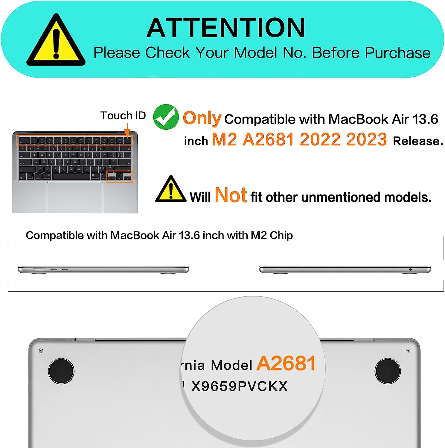 MOSISO Compatible with MacBook Air 13.6 inch Case 2022 2023 Release A2681 M2 Chip Touch ID, Plastic Hard Shell&Flap Felt Sleeve Bag&Keyboard Cover&Screen Protector&Type C Adapter 2 Pack, Clear&Gray iMosiso