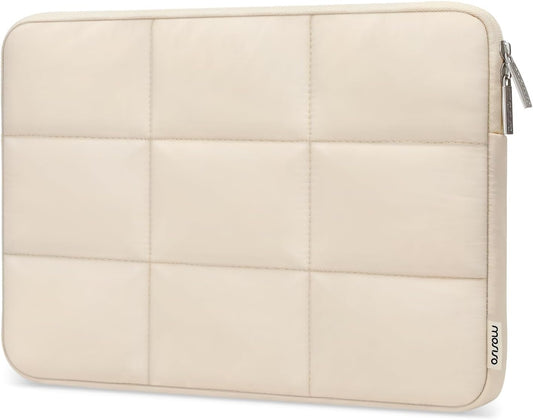 MOSISO Puffy Laptop Sleeve 13-14 inch, Compatible with MacBook Air/Pro 13.3, HP, Dell, Lenovo, Asus Notebook, Rectangle Quilted Puffer Laptop Carrying Case, Laptop Sleeve Case for Women, Sand iMosiso