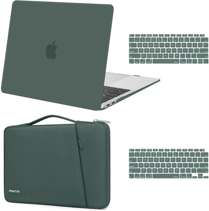 MOSISO Compatible with MacBook Air 13 inch Case 2022 2021 2020 2019 2018 Release A2337 M1 A2179 A1932 Retina Display Touch ID, Plastic Hard Shell&360 Protective Sleeve Bag&Keyboard Skin,Midnight Green iMosiso