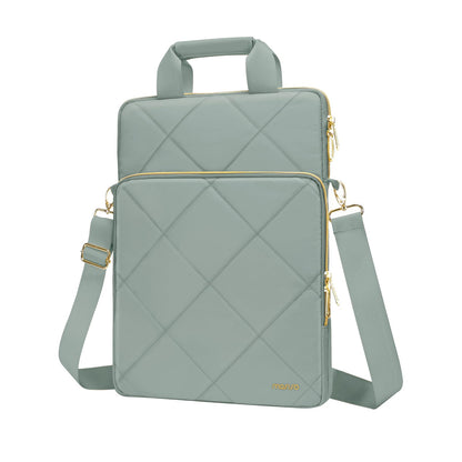 MOSISO Vertical Laptop Shoulder Bag,Computer Bag,Rhombus Quilted Messenger Bag with Front Pocket&Handle&Belt iMosiso