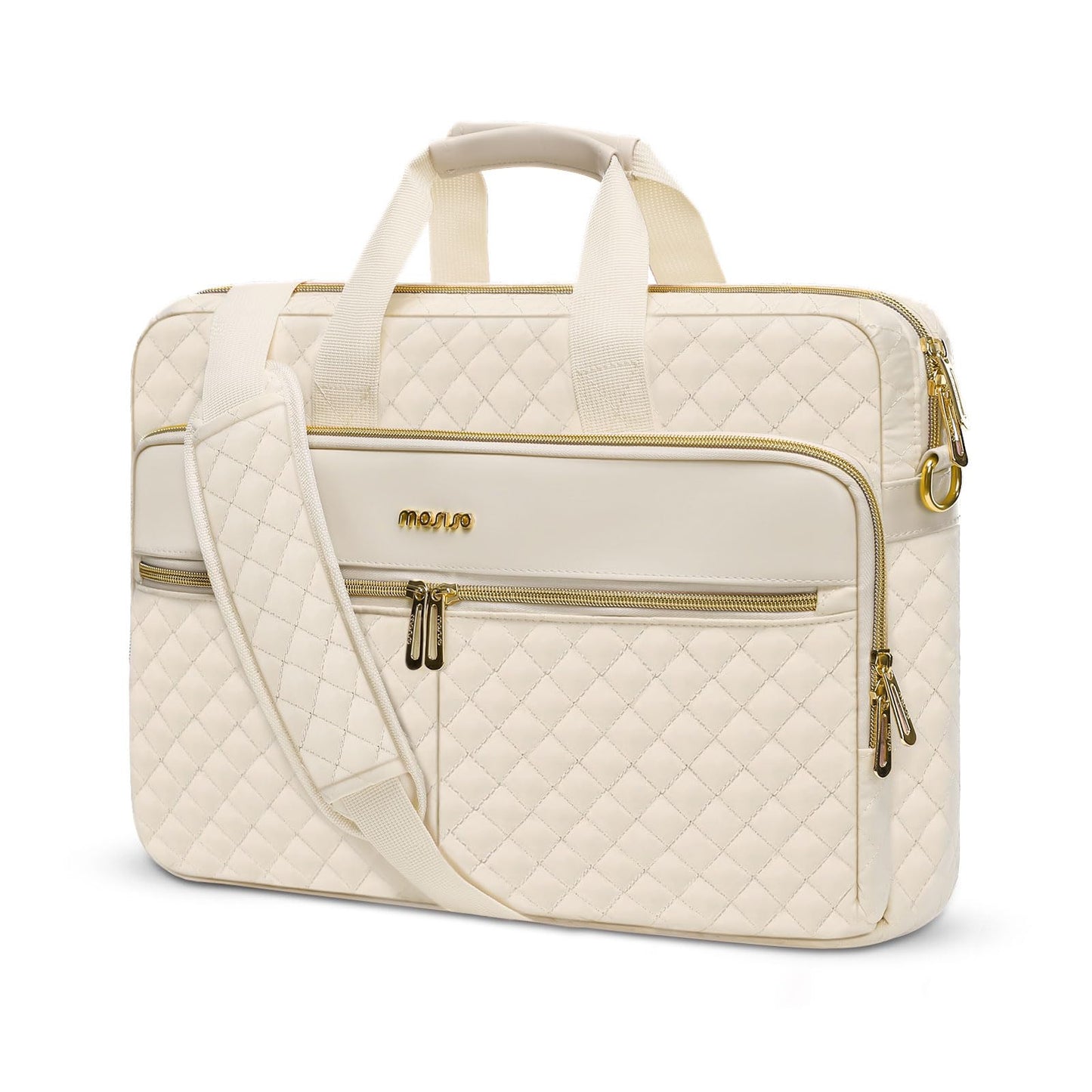 MOSISO 13.3-17.3 inch Laptop Bag, Briefcase for Women&Men,Square Quilted Computer Messenger Bag Office Travel Business with 3 Pockets&Strap iMosiso
