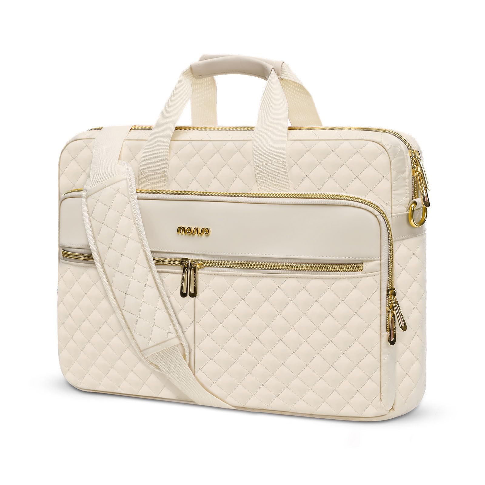 MOSISO 13.3-17.3 inch Laptop Bag, Briefcase for Women&Men,Square Quilted Computer Messenger Bag Office Travel Business with 3 Pockets&Strap iMosiso