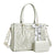 MOSISO Laptop Bag for Women, PU Leather Tote Bag, Front Embossed Retro Hibiscus Computer Bags with Silk Scarf&Clutch Purse