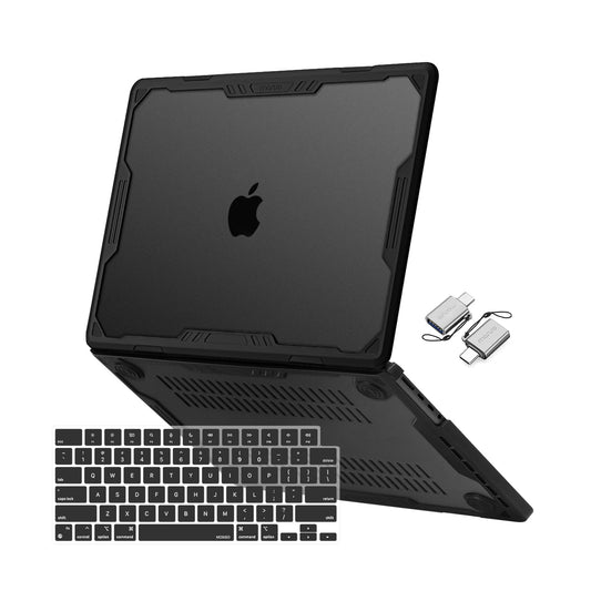 MOSISO Compatible with MacBook Pro 14 inch Case 2025-2021 M4 M3 M2 M1 A3112 A3185 A3401 A2918 A2992 A2779 A2442, Symmetric Geometric Heavy Duty TPU Bumper Hard Shell&Keyboard Cover&Type C, Black
