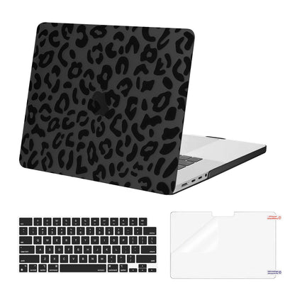 MOSISO Compatible with MacBook Pro 16 inch Case 2025 2024 2023 2022 2021 M4 M3 M2 M1 A3403 A3186 A2991 A2780 A2485 Pro Max Chip, Plastic Leopard Grain Hard Case&Keyboard Cover&Screen Film, Black