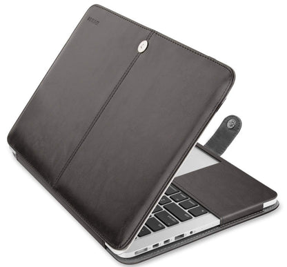 MOSISO Compatible with MacBook Pro 15 inch Retina (A1398, Version 2015/2014/2013/end 2012), PU Leather Portfolio Protective Stand Cover Sleeve, Black