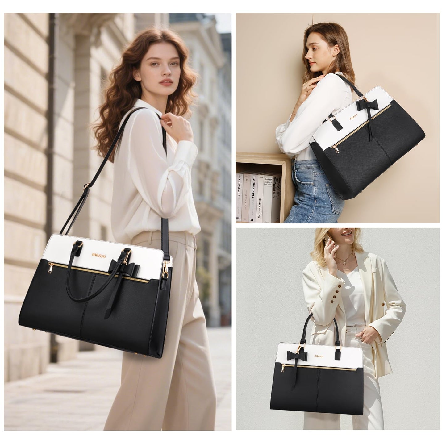 MOSISO Laptop Tote Bag for Women, Large Capacity Handbag Shoulder Computer Bags Work Briefcase for Business Teacher Office