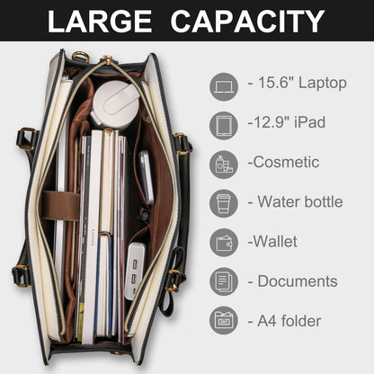 MOSISO Laptop Tote Bag for Women, Large Capacity Handbag Shoulder Computer Bags Work Briefcase for Business Teacher Office