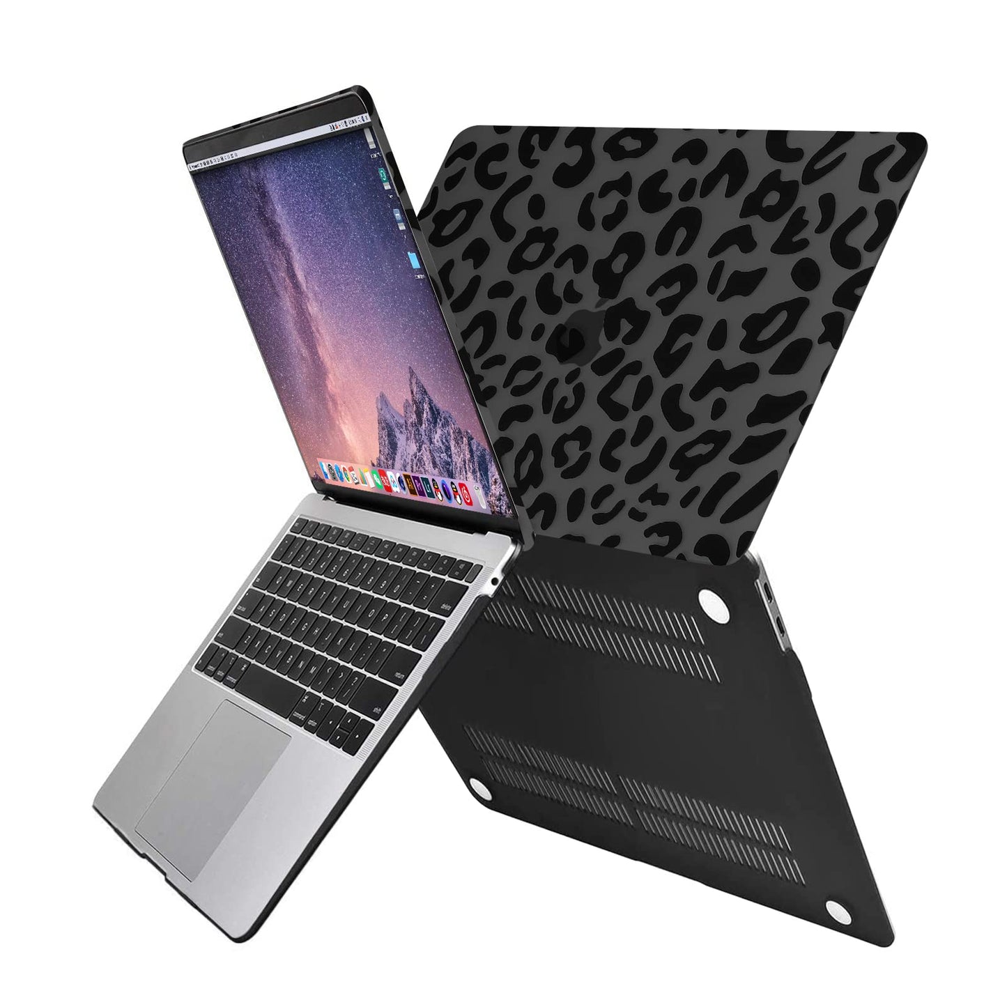 MOSISO Compatible with MacBook Air 13 inch Case 2022 2021 2020 2019 2018 Release A2337 M1 A2179 A1932 Retina Display, Plastic Leopard Grain Hard Shell Case&Keyboard Cover&Screen Protector, Black