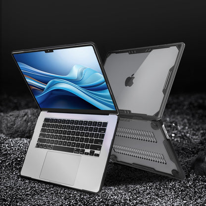 MOSISO Compatible with MacBook Air 15 inch Case 2025 2024 2023 Release M4 A3241 M3 A3114 M2 A2941, Symmetric Geometric Heavy Duty Plastic Hard Shell with TPU Bumper&Keyboard Cover&Type C, Black