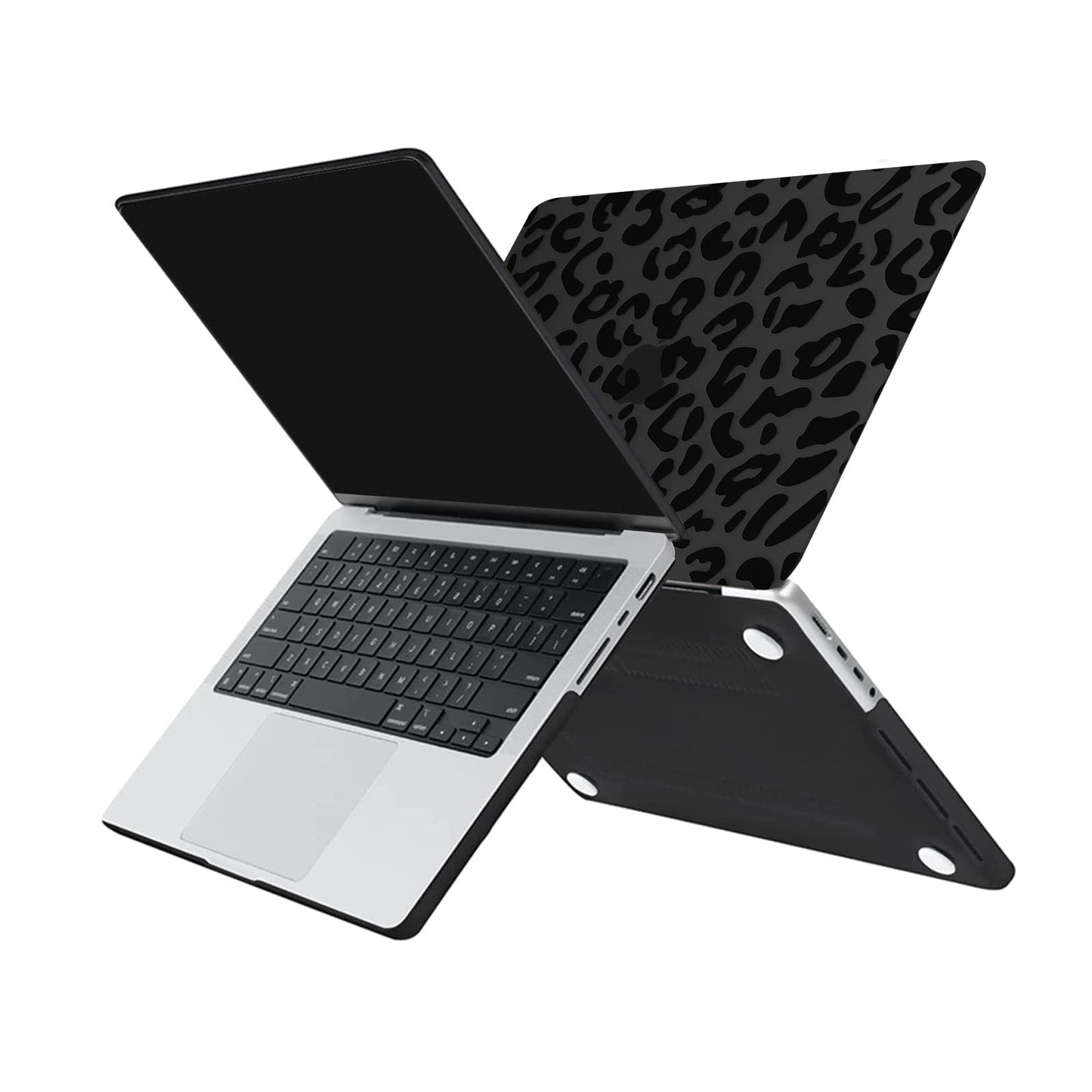MOSISO Compatible with MacBook Pro 14 inch Case 2025-2021 M4 M3 M2 M1 A3112 A3185 A3401 A2918 A2992 A2779 A2442 Pro Max Chip, Plastic Leopard Grain Hard Shell&Keyboard Cover&Screen Protector, Black