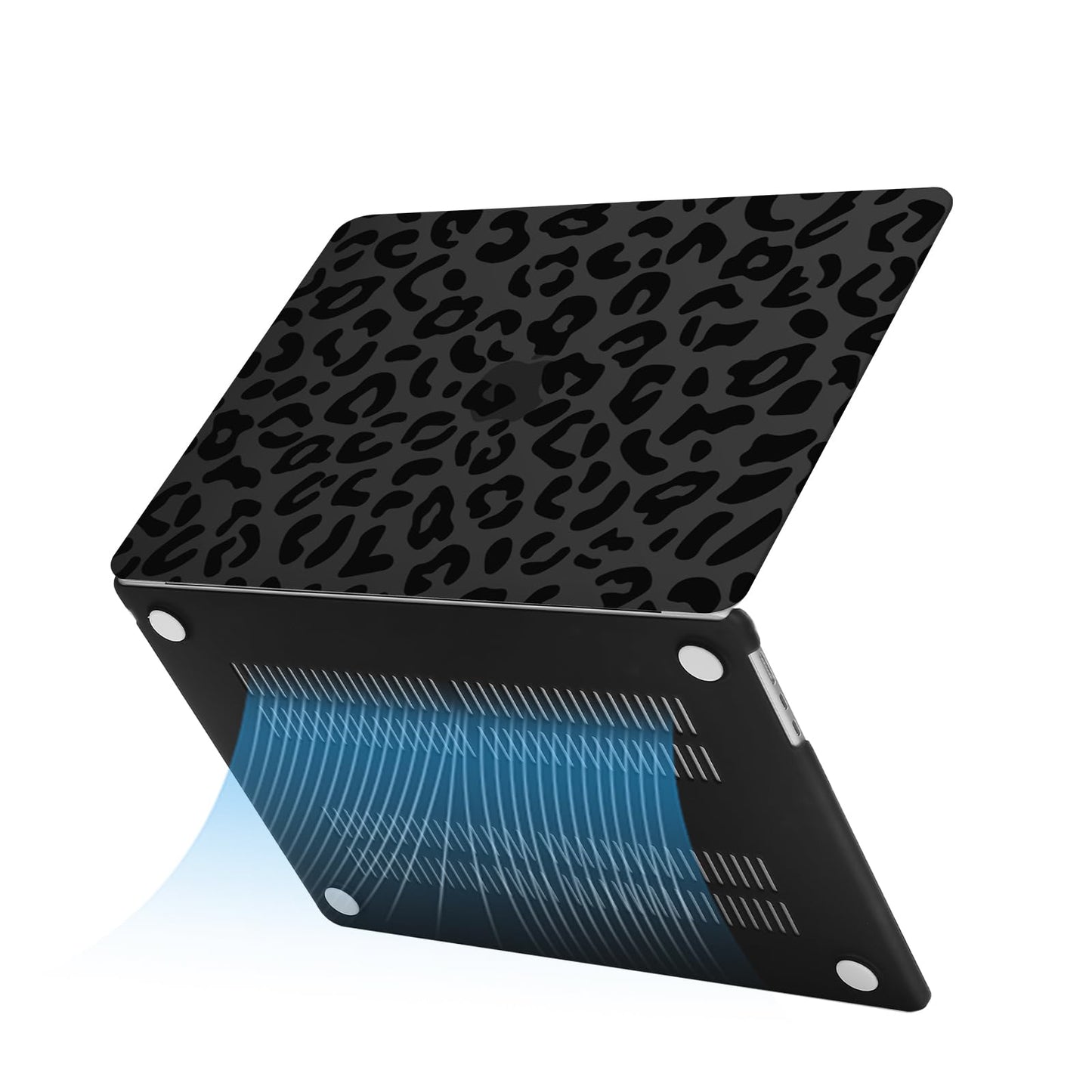 MOSISO Compatible with MacBook Air 15 inch Case 2025 2024 2023 Release M4 A3241 M3 A3114 M2 A2941 with Touch ID, Plastic Leopard Grain Hard Shell Case & Keyboard Cover & Screen Protector, Black