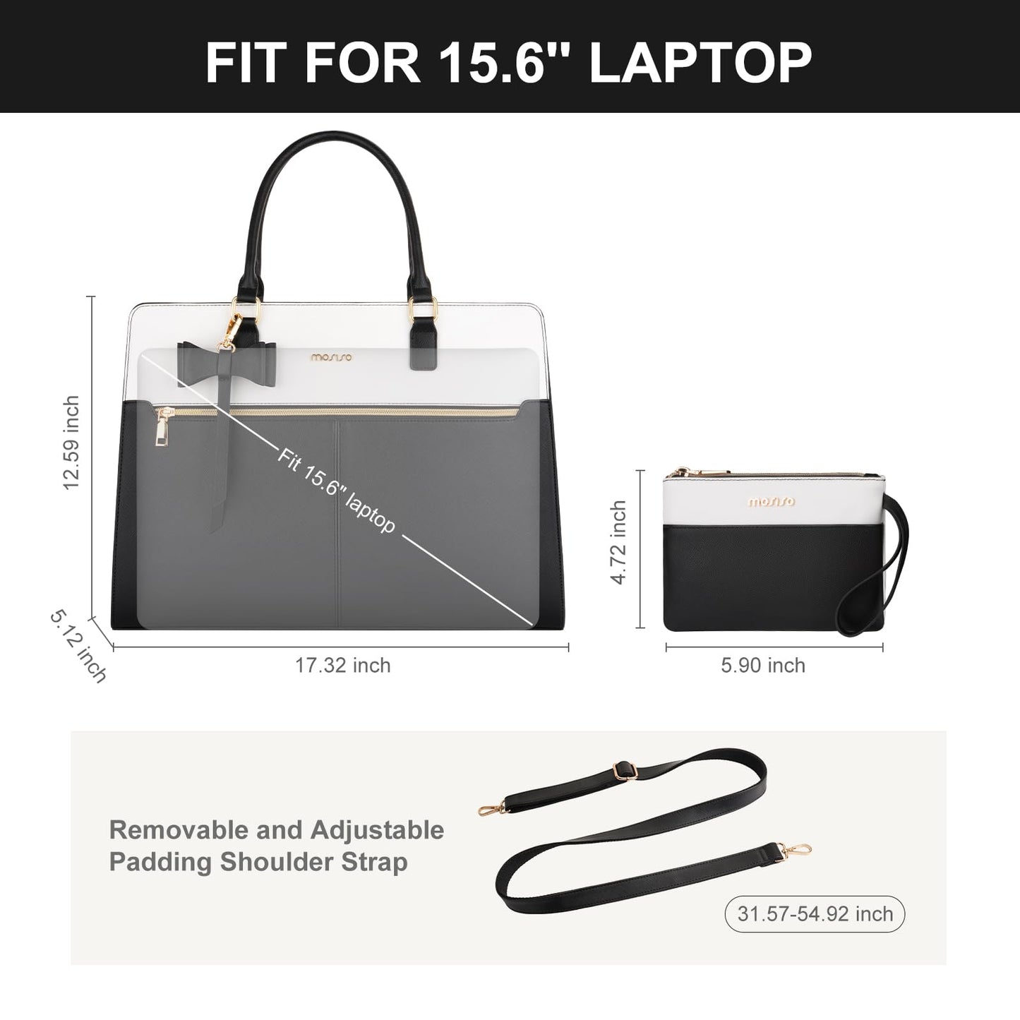 MOSISO Laptop Tote Bag for Women, Large Capacity Handbag Shoulder Computer Bags Work Briefcase for Business Teacher Office