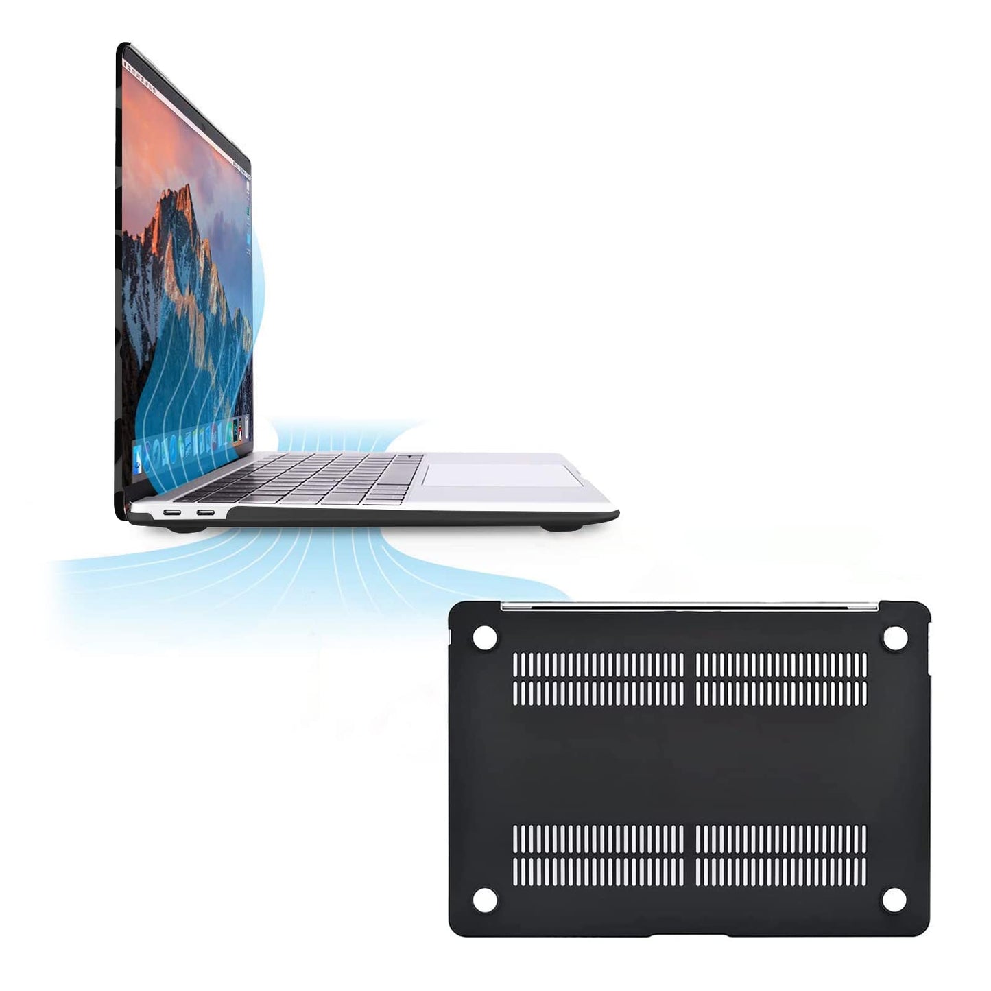 MOSISO Compatible with MacBook Air 13 inch Case 2022 2021 2020 2019 2018 Release A2337 M1 A2179 A1932 Retina Display, Plastic Leopard Grain Hard Shell Case&Keyboard Cover&Screen Protector, Black