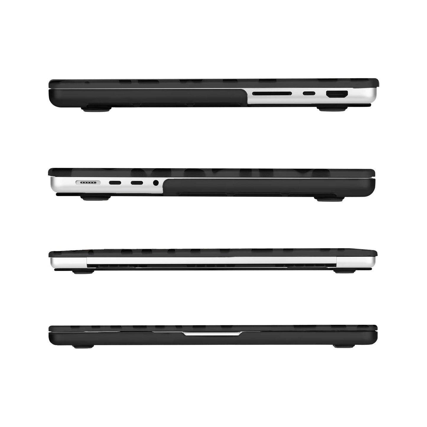 MOSISO Compatible with MacBook Pro 14 inch Case 2025-2021 M4 M3 M2 M1 A3112 A3185 A3401 A2918 A2992 A2779 A2442 Pro Max Chip, Plastic Leopard Grain Hard Shell&Keyboard Cover&Screen Protector, Black