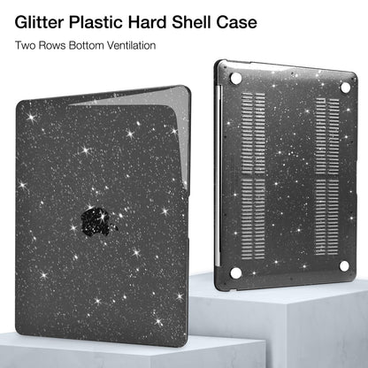 MOSISO Compatible with MacBook Air 15 inch Case 2025 2024 2023 Release M4 A3241 M3 A3114 M2 A2941, Sparkly Glitter Plastic Hard Shell&Keyboard Cover&Screen Protector&Webcam Cover&Type C, Black