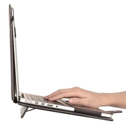 MOSISO Compatible with MacBook Pro 15 inch Retina (A1398, Version 2015/2014/2013/end 2012), PU Leather Portfolio Protective Stand Cover Sleeve, Black