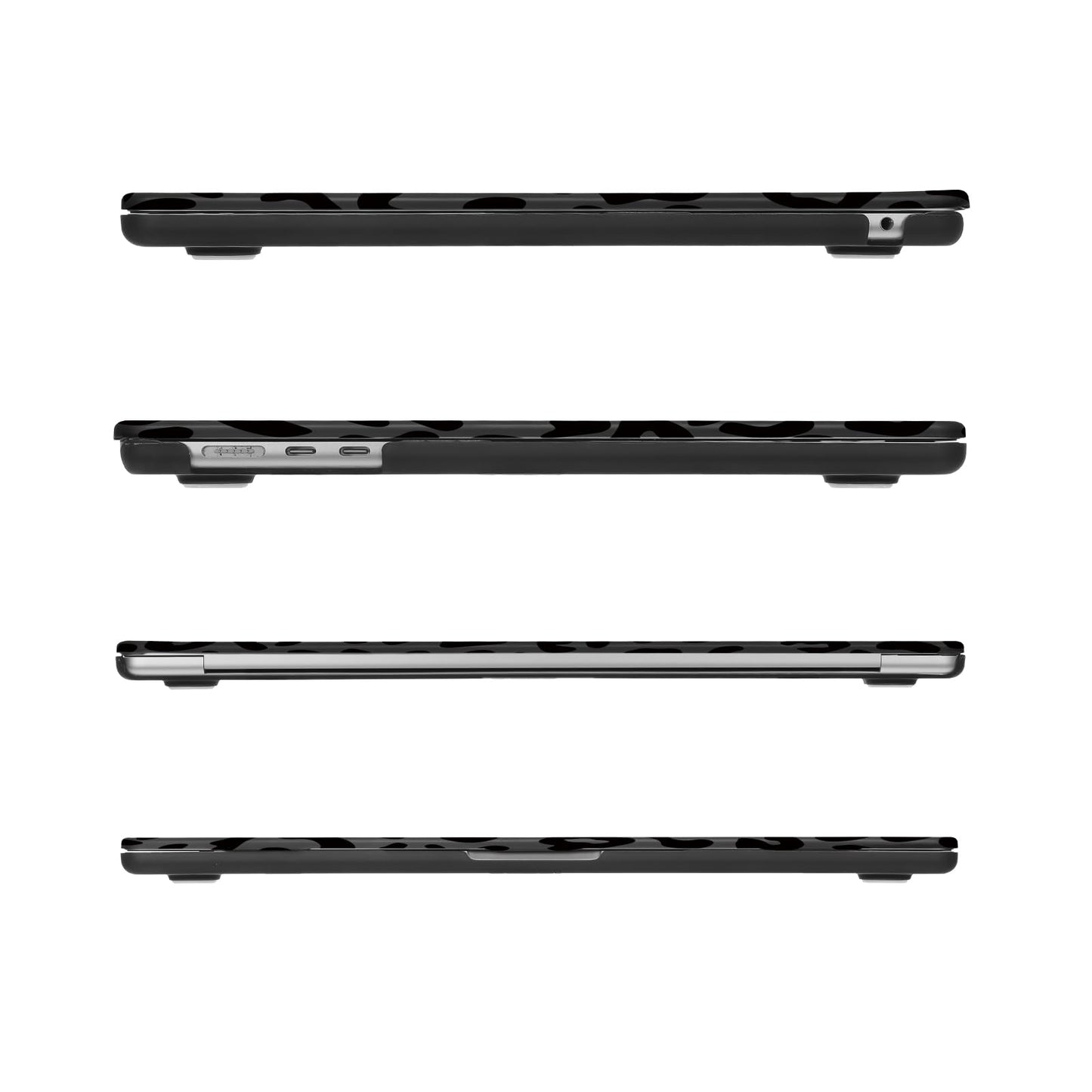 MOSISO Compatible with MacBook Air 15 inch Case 2025 2024 2023 Release M4 A3241 M3 A3114 M2 A2941 with Touch ID, Plastic Leopard Grain Hard Shell Case & Keyboard Cover & Screen Protector, Black