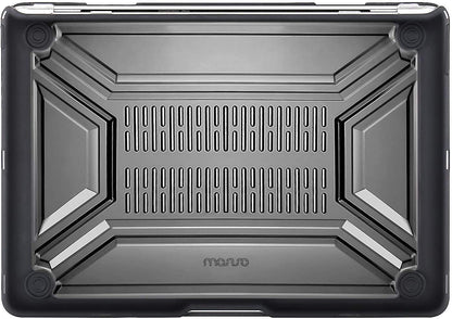 MOSISO Compatible with MacBook Air 13 inch Case 2022 2021 2020 Release A2337 M1 A2179 with Retina Display Touch ID, Heavy Duty Plastic Hard Shell Case with TPU Bumper & Keyboard Cover, Black