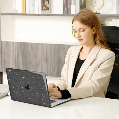 MOSISO Compatible with MacBook Air 15 inch Case 2025 2024 2023 Release M4 A3241 M3 A3114 M2 A2941, Sparkly Glitter Plastic Hard Shell&Keyboard Cover&Screen Protector&Webcam Cover&Type C, Black