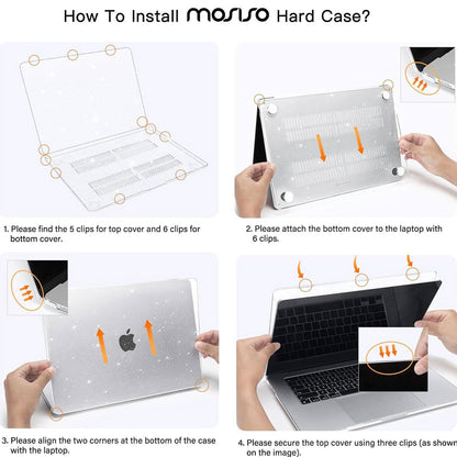 MOSISO Compatible with MacBook Air 15 inch Case 2025 2024 2023 Release M4 A3241 M3 A3114 M2 A2941, Sparkly Glitter Plastic Hard Shell&Keyboard Cover&Screen Protector&Webcam Cover&Type C, Black