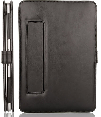 MOSISO Compatible with MacBook Pro 15 inch Retina (A1398, Version 2015/2014/2013/end 2012), PU Leather Portfolio Protective Stand Cover Sleeve, Black