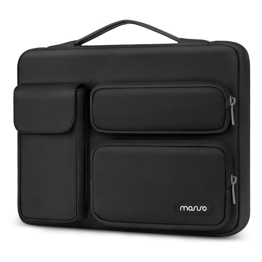 MOSISO 360 Protective Laptop Case 14 inch, Laptop Sleeve Compatible with HP Lenovo Dell ASUS Acer, HP Stream, Dell Latitude, Lenovo IdeaPad, Side Open Bag with 2 Raised&1 Flapover Pockets, Black