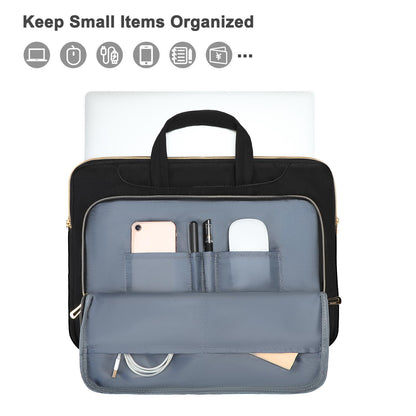 MOSISO 360 Protective Laptop Shoulder Bag,13-15.6 inch Computer Bag Compatible with MacBook Pro 14-16, HP, Dell, Asus Notebook,Messenger Briefcase with Front Quilted Raised Horizontal Pockets, Black iMosiso