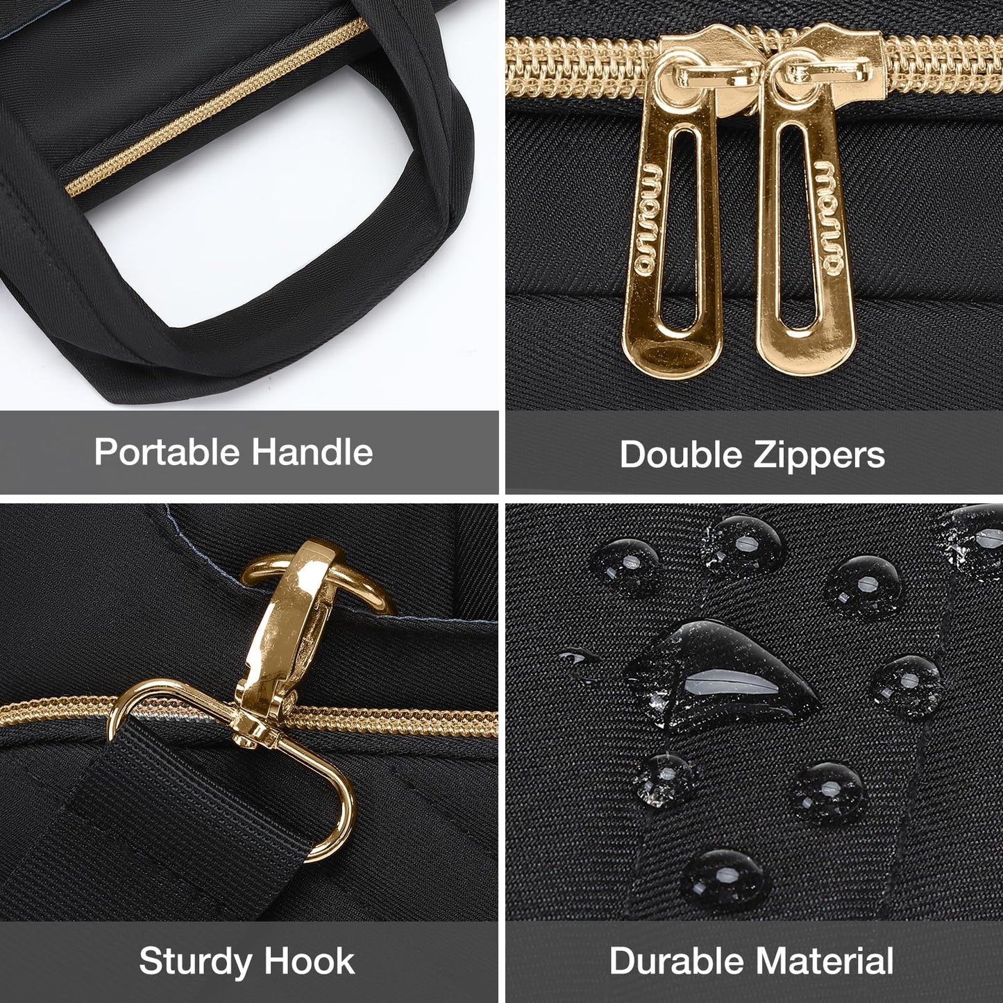 MOSISO 360 Protective Laptop Shoulder Bag,13-15.6 inch Computer Bag Compatible with MacBook Pro 14-16, HP, Dell, Asus Notebook,Messenger Briefcase with Front Quilted Raised Horizontal Pockets, Black iMosiso