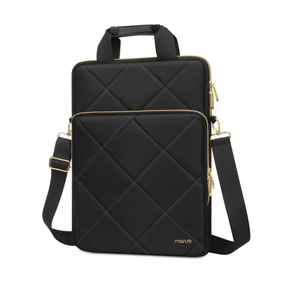 MOSISO Vertical Laptop Shoulder Bag,Computer Bag,Rhombus Quilted Messenger Bag with Front Pocket&Handle&Belt iMosiso