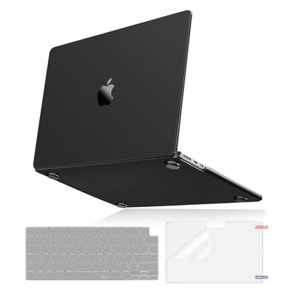 MOSISO Compatible with MacBook Air 13 inch Case 2025-2022 M4 A3240 M3 A3113 M2 A2681, Ultra-Thin Natural Original Color Hard Case&Keyboard Cover&Screen Film for MacBook Air 13.6 inch, Black Clear