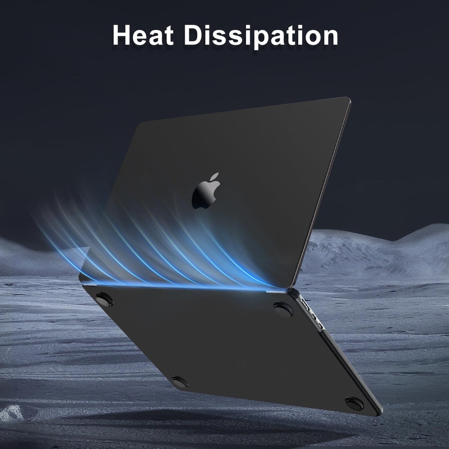 MOSISO Compatible with MacBook Air 13 inch Case 2025-2022 M4 A3240 M3 A3113 M2 A2681, Ultra-Thin Natural Original Color Hard Case&Keyboard Cover&Screen Film for MacBook Air 13.6 inch, Black Clear